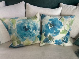 Watercolor Floral Throw Pillows Set of 2
