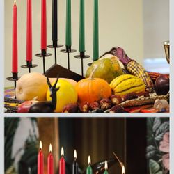 Set of 14 Kwanzaa Taper Candles, 6 Red, 6 Green, 2 Black Mishumaa Saba Candle Set, 10 Inch Dripless Tall Candle Stick for Kwanzaa, 7-7.5 Hour Burn Tim