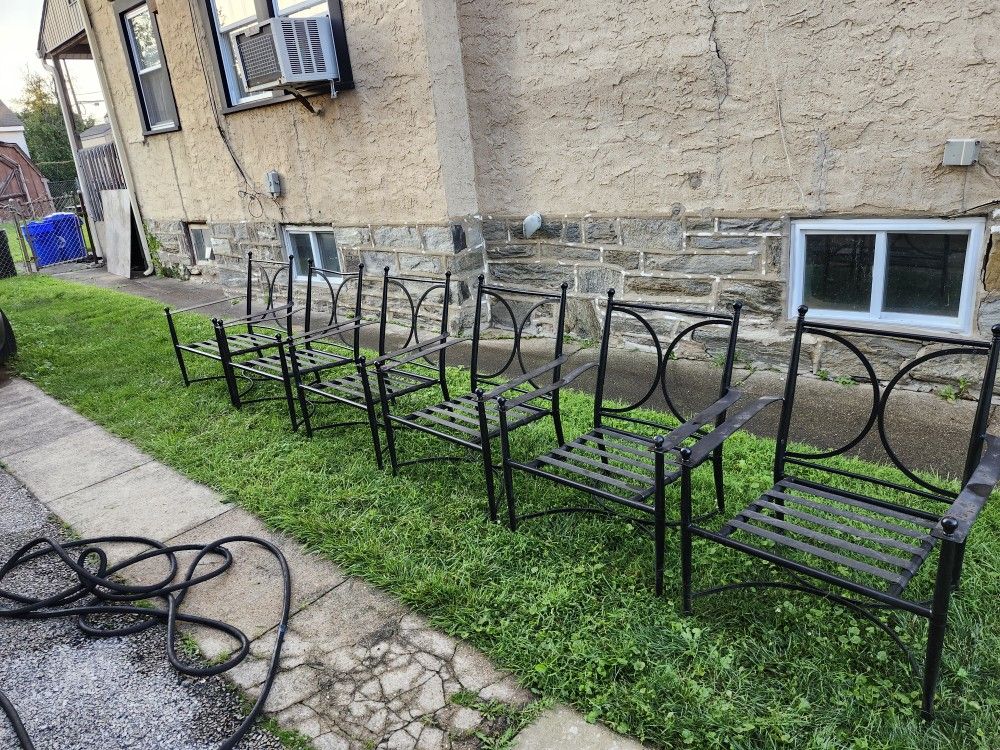 Metal Garden Patio Chairs Set Of 6