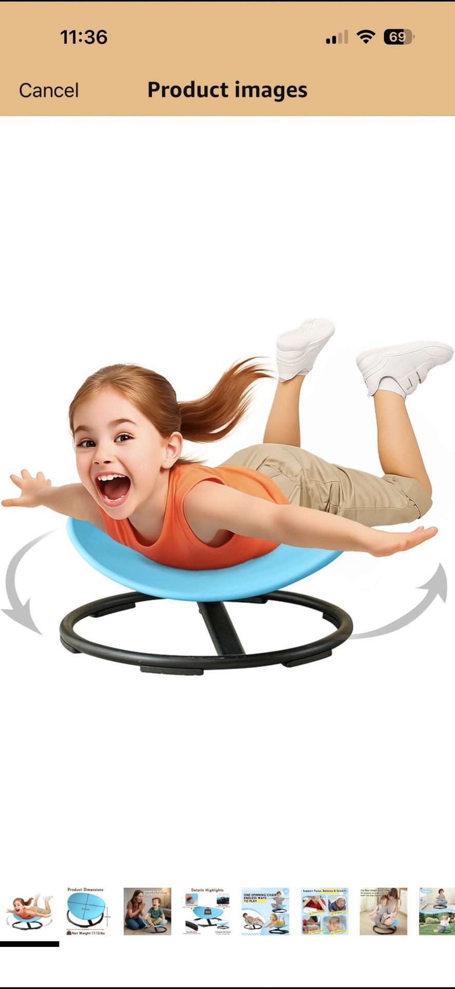 Kids Sensory Spinning Chair for Autism Ages 3+, Sit and Spin Swivel Chair for Kids with ADHD, balance swivel chair