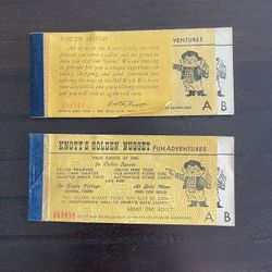 KNOTT’S BERRY FARM—2 Partial Ticket Books From 1975.  One Book Has 1-A Ticket & 2-B Tickets.  The Other Book Has 2-A Tickets & 2-B Tickets. 