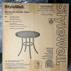 StyleWell 18 in. Woven Resin Wicker Accent Table (Brown Finish)  