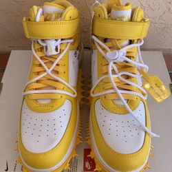 Nike DR0500 101 Off-White  Air Force 1 SP Leather Mid Varsity Maize Shoe Boot