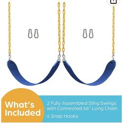 Jungle Gym Kingdom Swings for Outdoor Swing Set - Pack of 2 Swing Seat Replacement Kits with Heavy Duty Chains - Backyard Swingset Playground Accessor