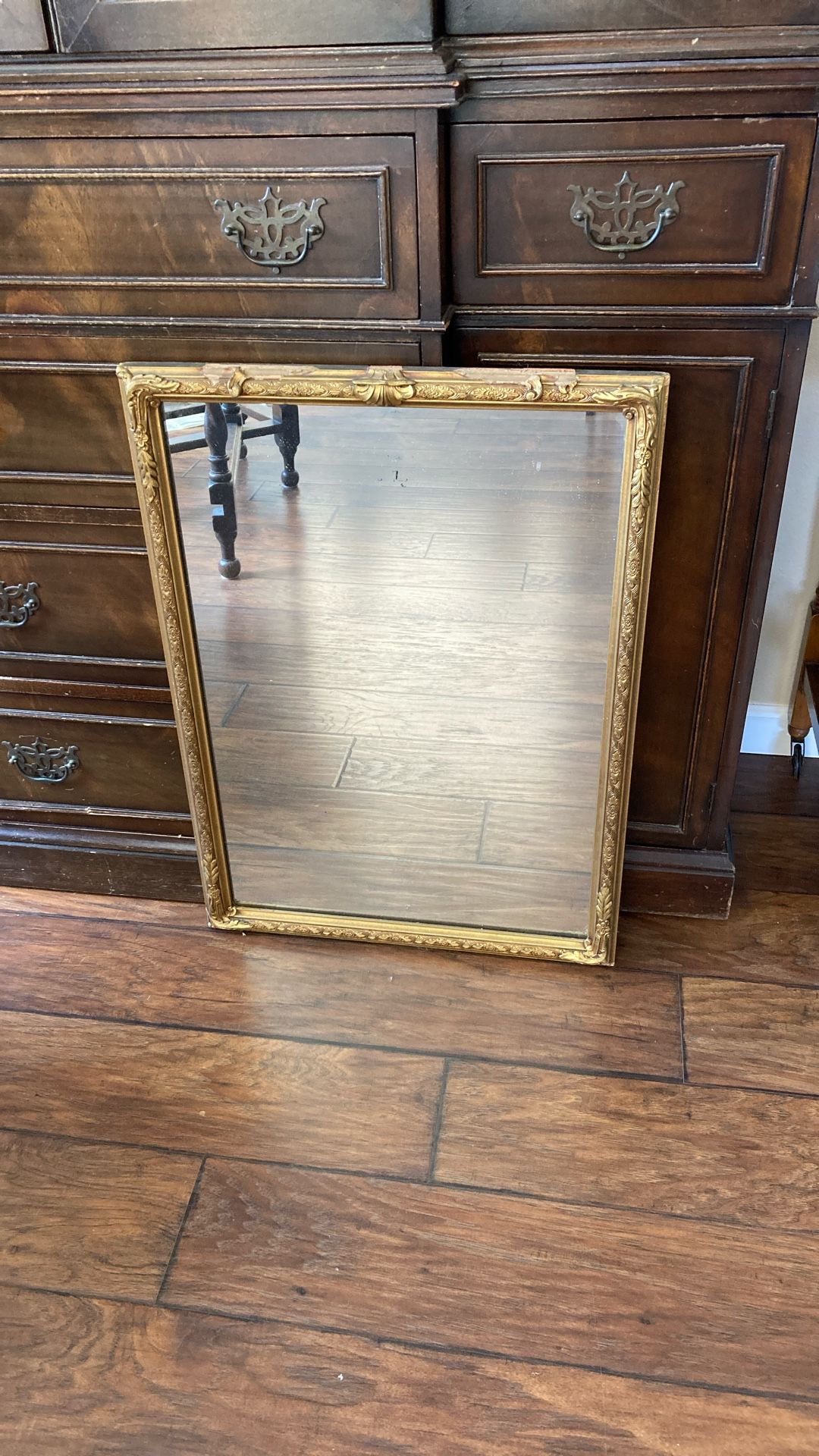 20” X 28” Antique Mirror Framed In Gold