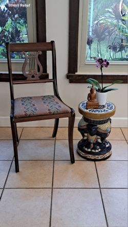 Vintage Ceramic Elephant Garden Stool / Plant Stand 16.5"