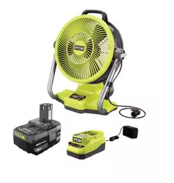 RYOBI + 18V. CORDLESS HYBRID MISTING FAN 12” BATTERY AND CHARGER $145