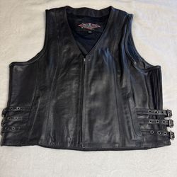 Street & Steel Leather Biker/Motorcycle Riding Vest Size 2XL Metal & Mesh Lined