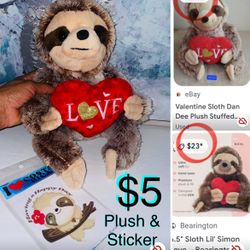 $5 Dan Dee Very Cute 🦥 Sloth & Sticker like new