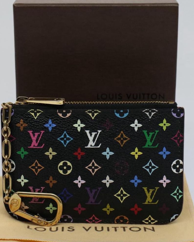 AUTHENTIC LOUIS VUITTON Multicolor Pochette Cles NM Coin Purse Black M60279 LV Auth 55266 418€ 424€*