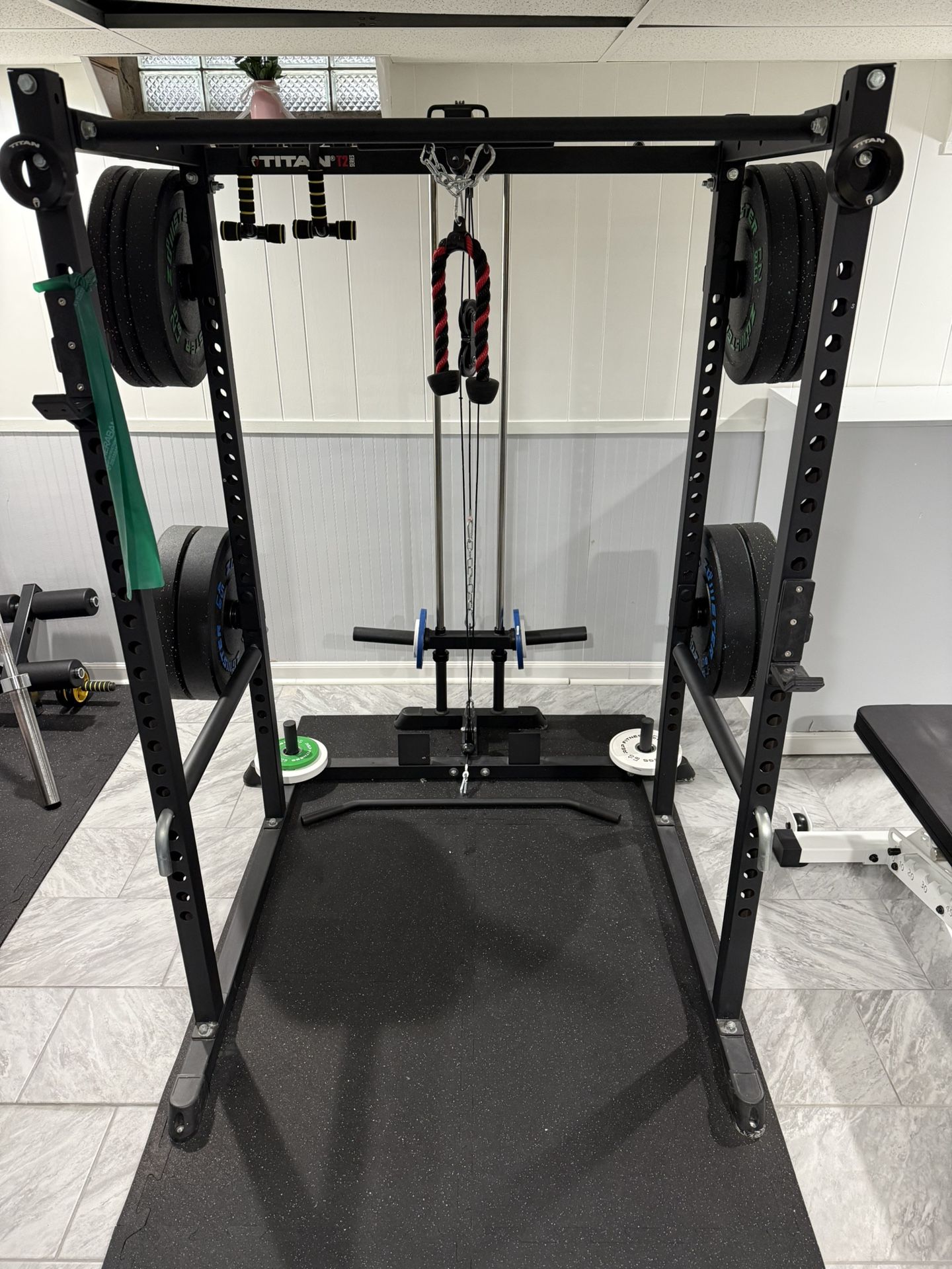 Lat Pulldown, Squat Bench Rack, No Weights Included