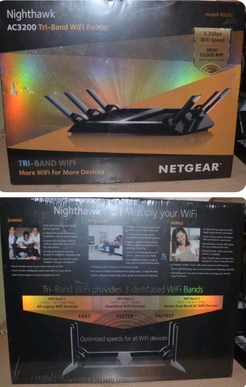 netgear nighthawk x6   5ghz band  R8000 gaming office business  router wifi