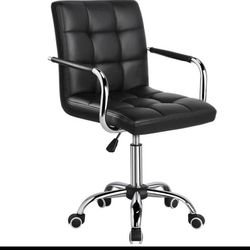 Black Adjustable PU Leather Office Chair – Modern Swivel Desk Chair