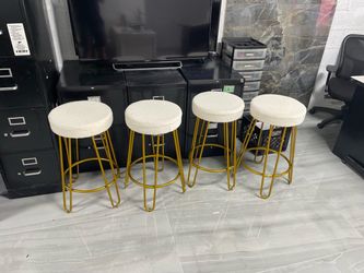 Yaheetech 4 pcs 26.5'' H Upholstered Counter Stools, White