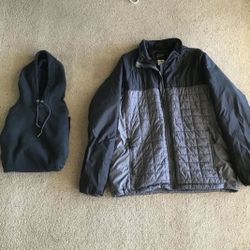 Beautiful Like New SportCaster Black Gray Puffy Mens Down Jacket Medium Black Fruit Of The Loom Hoodie M