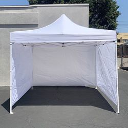 $120 (Brand New) Heavy duty white 10x10 ft canopy with 3 sidewalls ez popup outdoor gazebo, carry bag 