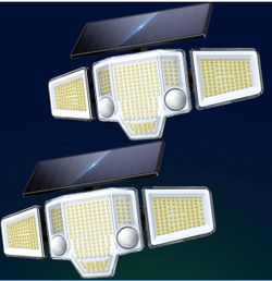 Solar Flood Lights,4000LM Dual Motion Sensor Outdoor Lights, 2 Pack 366 LED 300° Solar Motion Lights Outdoor, Large Solar Panel, 3500mAh, IP65 Waterpr