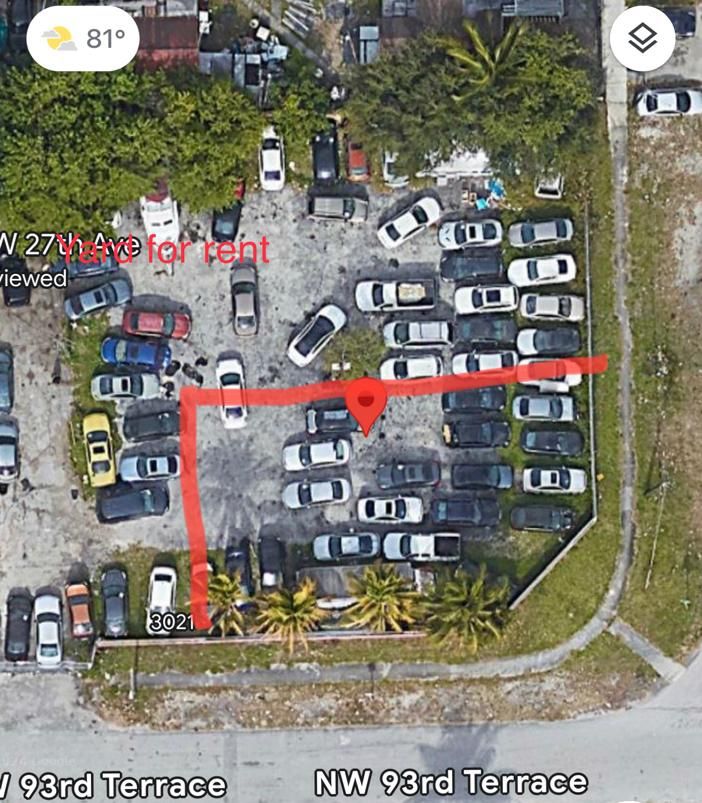 For rent yard 7500 ft only for car parking $3000 9343 nw 27 ave Miami Fl 33147