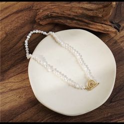 Handmade Natural Pearl Choker | Gold Chain Freshwater Pearl Choker | 18K Gold