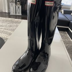 HUNTER Womens Original Adjustable Back Gloss Rain Snow Wellington Boot