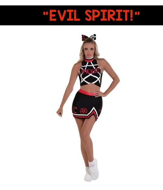 PARTY TIME BRAND"EVIL SPIRIT!" GOTH CHEERLEADER WOMENS COSTUME SIZE XL NEW!