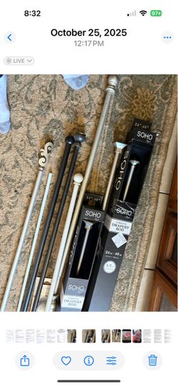 Curtain rods different sizes& styles