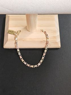 14k gold tri color bracelet 7 inch