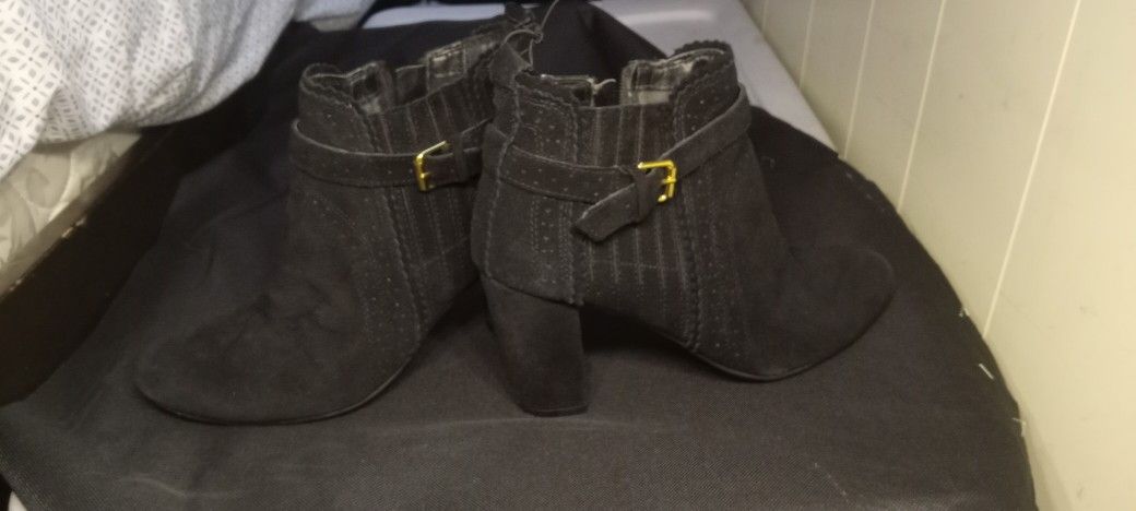 Dolce Vita Black Suede Booties Leather Cross Strap