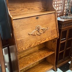 Vintage 20th Century Larkin style Golden Oak Secretary Desk.