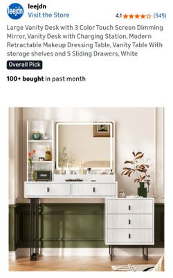 Brand New Large Vanity Desk with ColorTouch Screen Dimming Mirror