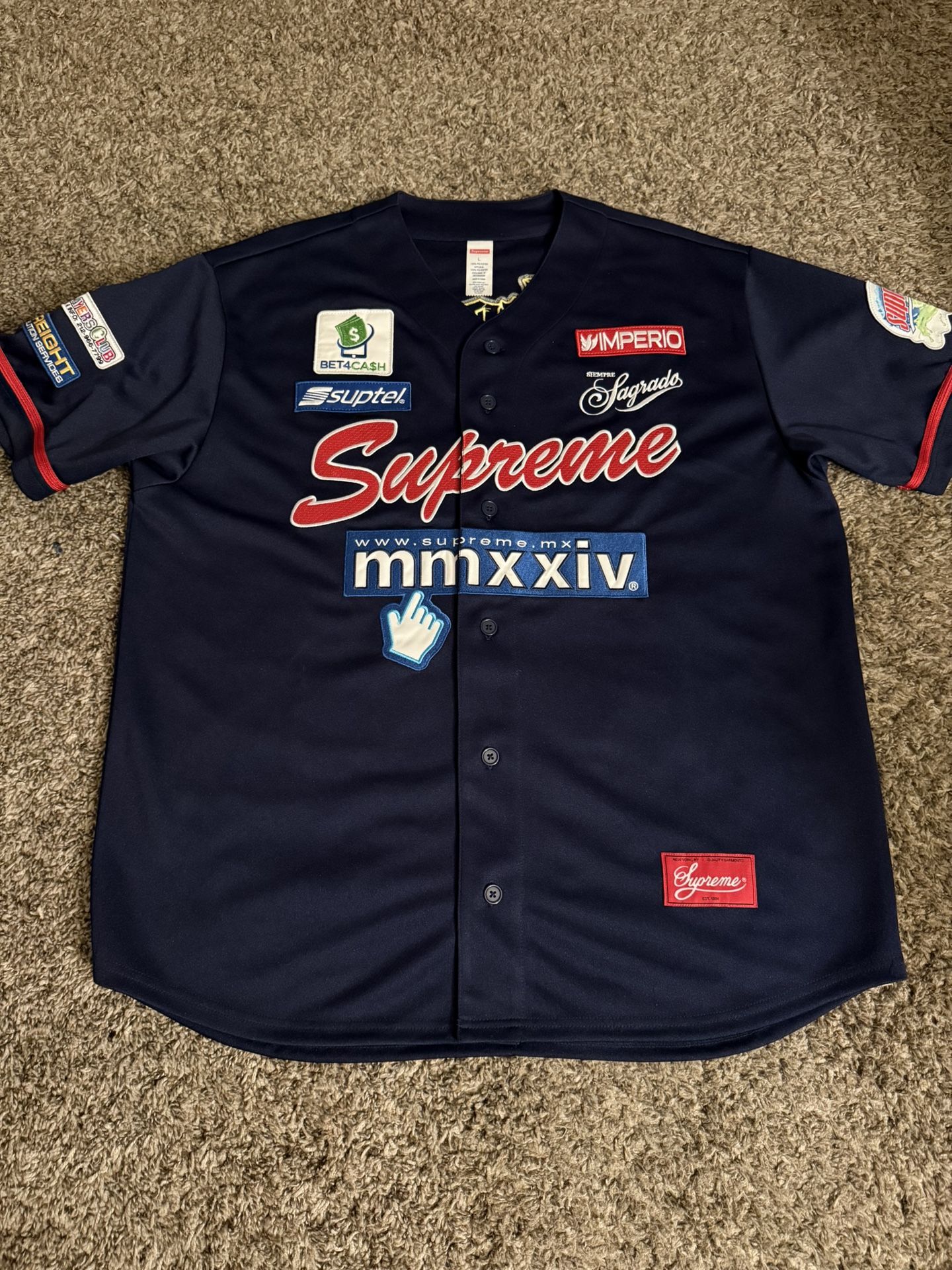 Supreme Choosen One Baseball Jersey Navy Red Blue White Size Large New!