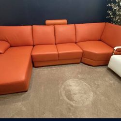 $1,250 Orange Leather Sofa 