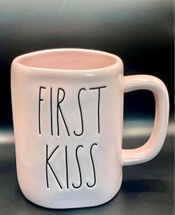 Rae Dunn 'First Kiss' Pink Ceramic Mug
