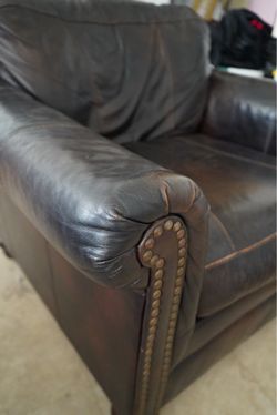 Ashley Furniture Dark Brown Recliner Chair + Tufted Lounge Chair
