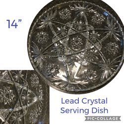 Vintage 1960’s Lead Crystal Serving dish / platter / scalloped edge