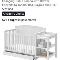 Crib Solid Wood, Almost Brand New, 5 In 1 Convertible 