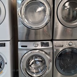 Samsung Front Load Washer And Stackable Electric 220volt Dryer Set In Platnum 