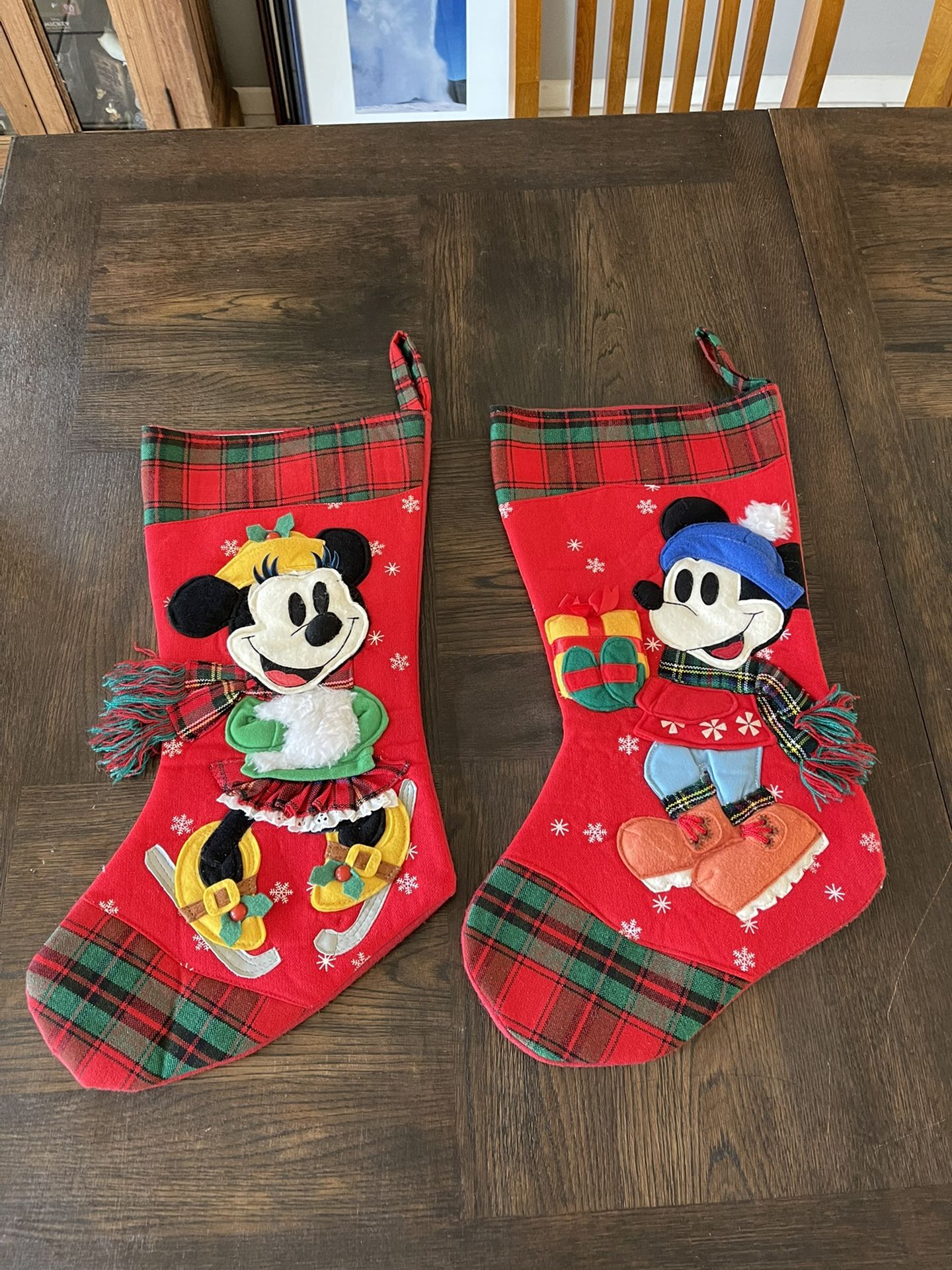 Vintage 90’s Disney Store Mickey & Minnie Mouse Christmas Stockings