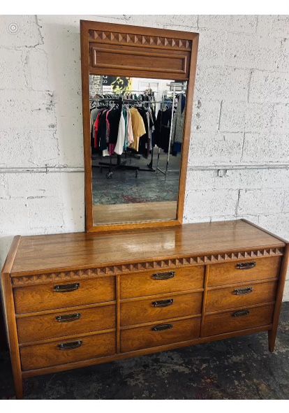 9 Drawer Dresser With Mirror - 64”L x 18.5”W x 32”H