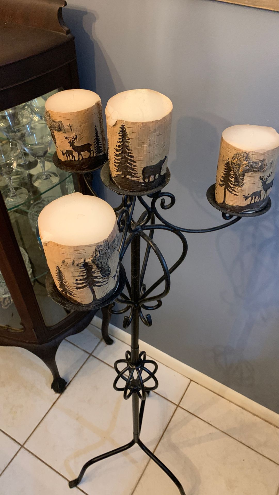 Tall Candle Holder with Nature Candles