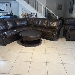 Brown Leather Sofa Set 