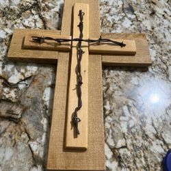Pallet Wood And Barbed Wire Cross