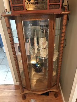 Oak curio cabinet