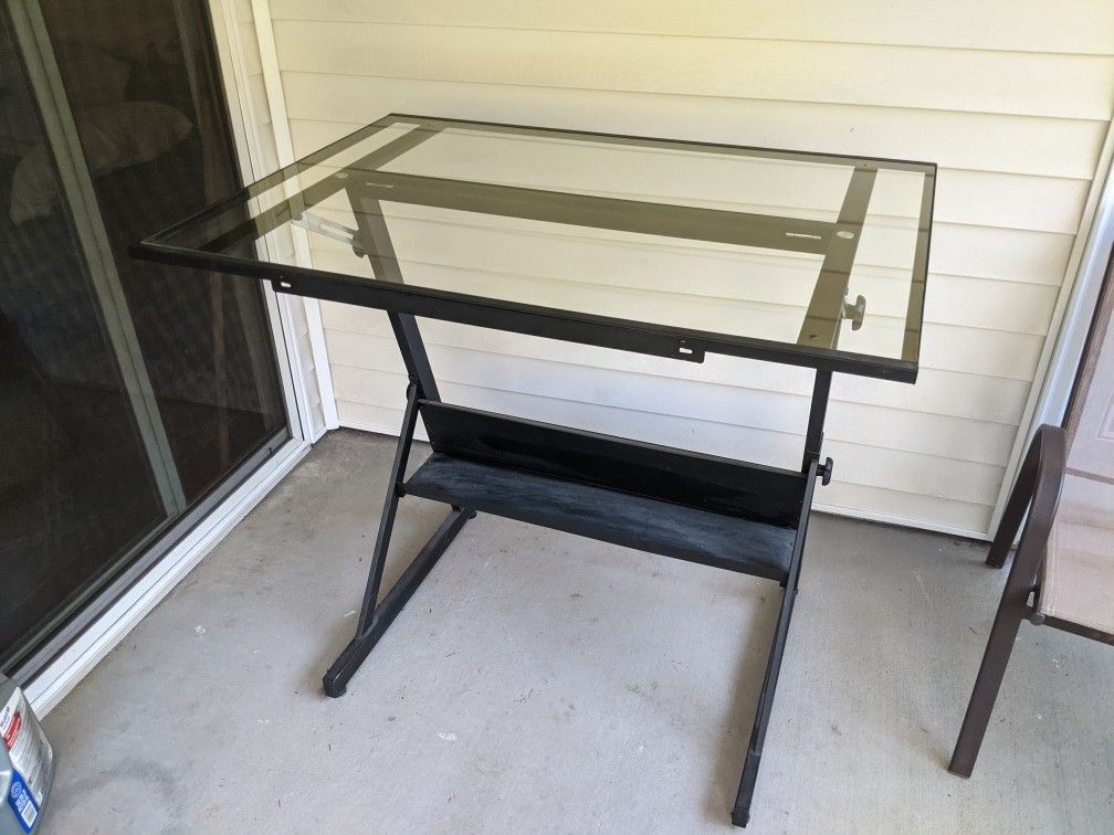 Black Drafting Table With Glass Top