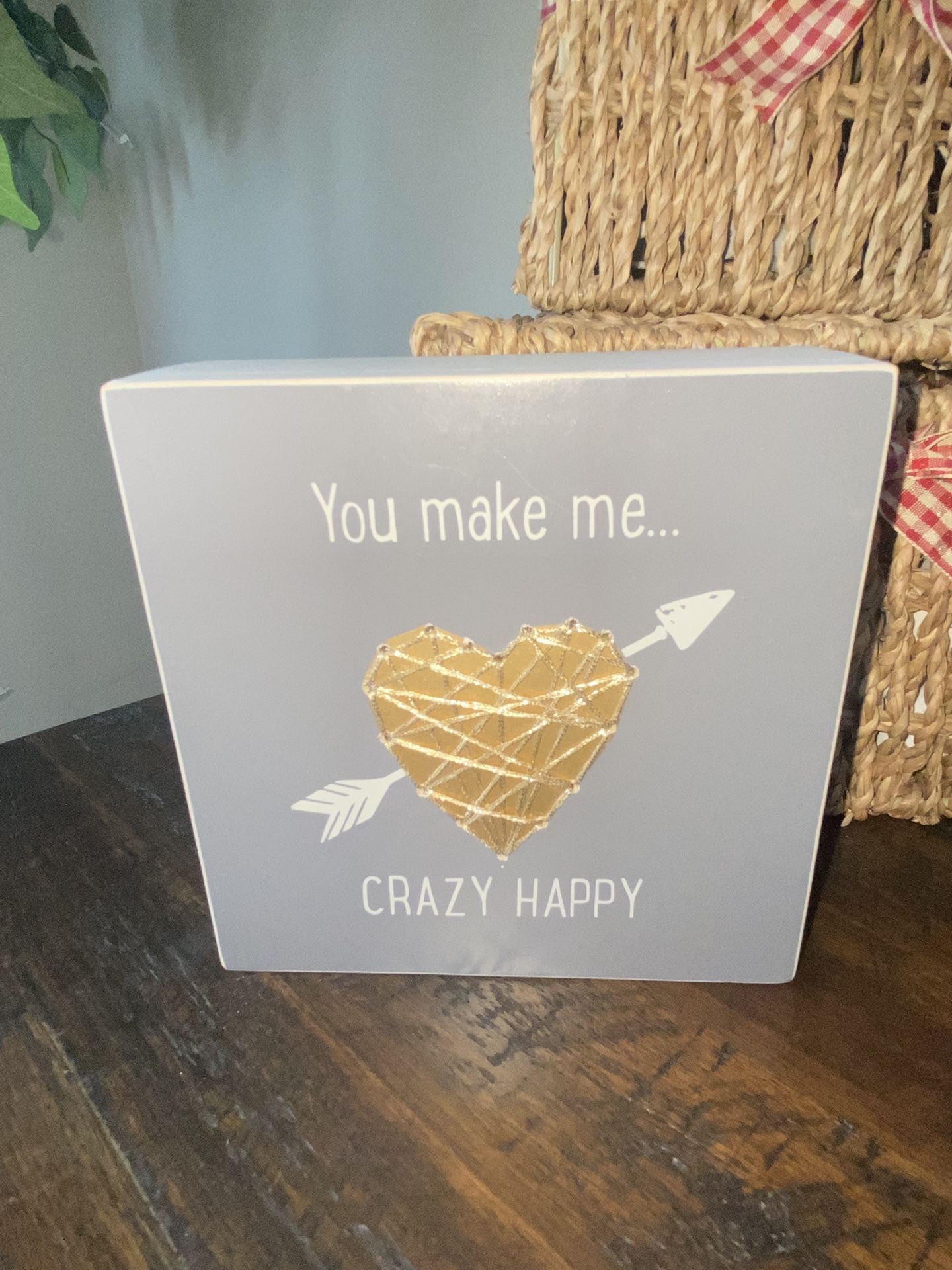 You make me crazy happy wood shelf sitter Decoration