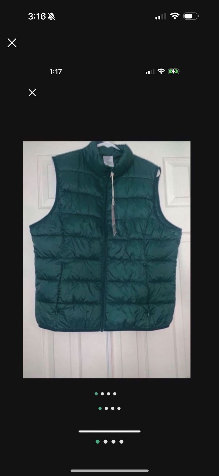 NWT WOMENS LARGE LIGHT QUILTED  PUFFER VEST GREEN 