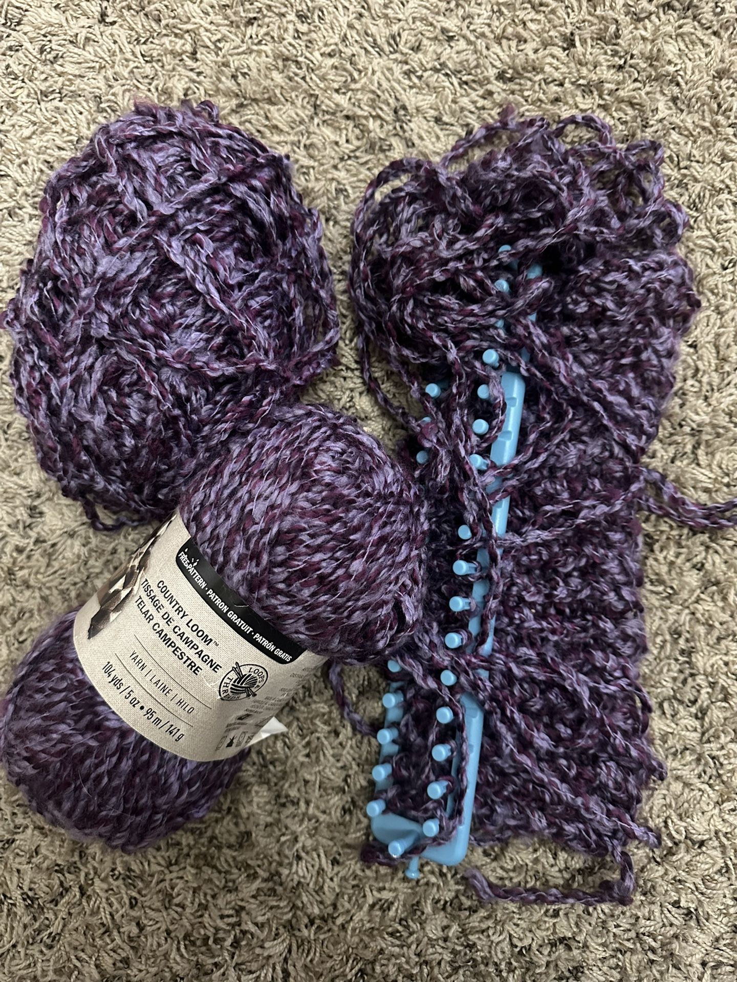 Purple Yarn + Loom Knitting Set (Scarf Project Starter)
