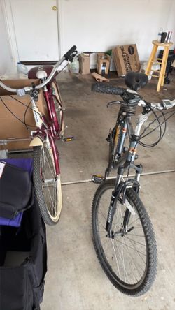 2 bikes. Men’s motobecane mountain bike and woman’s point beach Schwinn