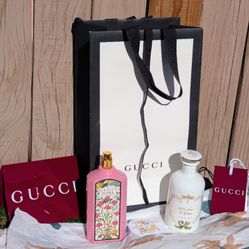 2 Gucci Parfum Tester Bottles (Not Quite Empty) + Paper Bag & Tag