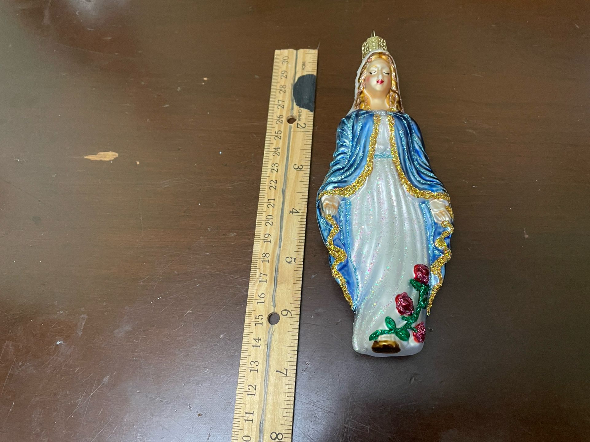 Glass Christmas Ornament -  Virgin Mary